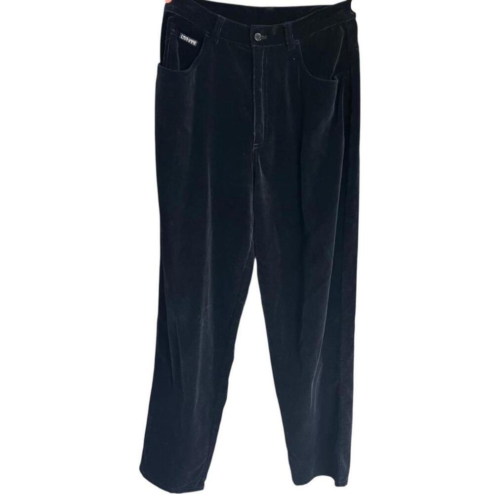 Vintage Ralph Lauren Black Velvet Straight Leg Pants Minimalist Dark Academia